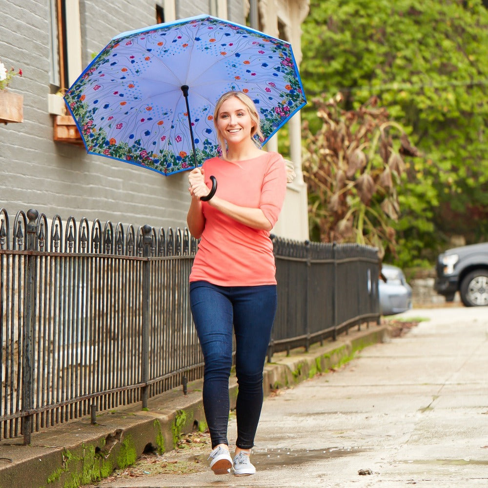 Stick Reverse-Close Umbrella with Under-Canopy Print - Image 7