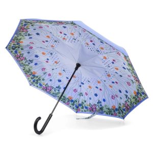 Stick Reverse-Close Umbrella with Under-Canopy Print