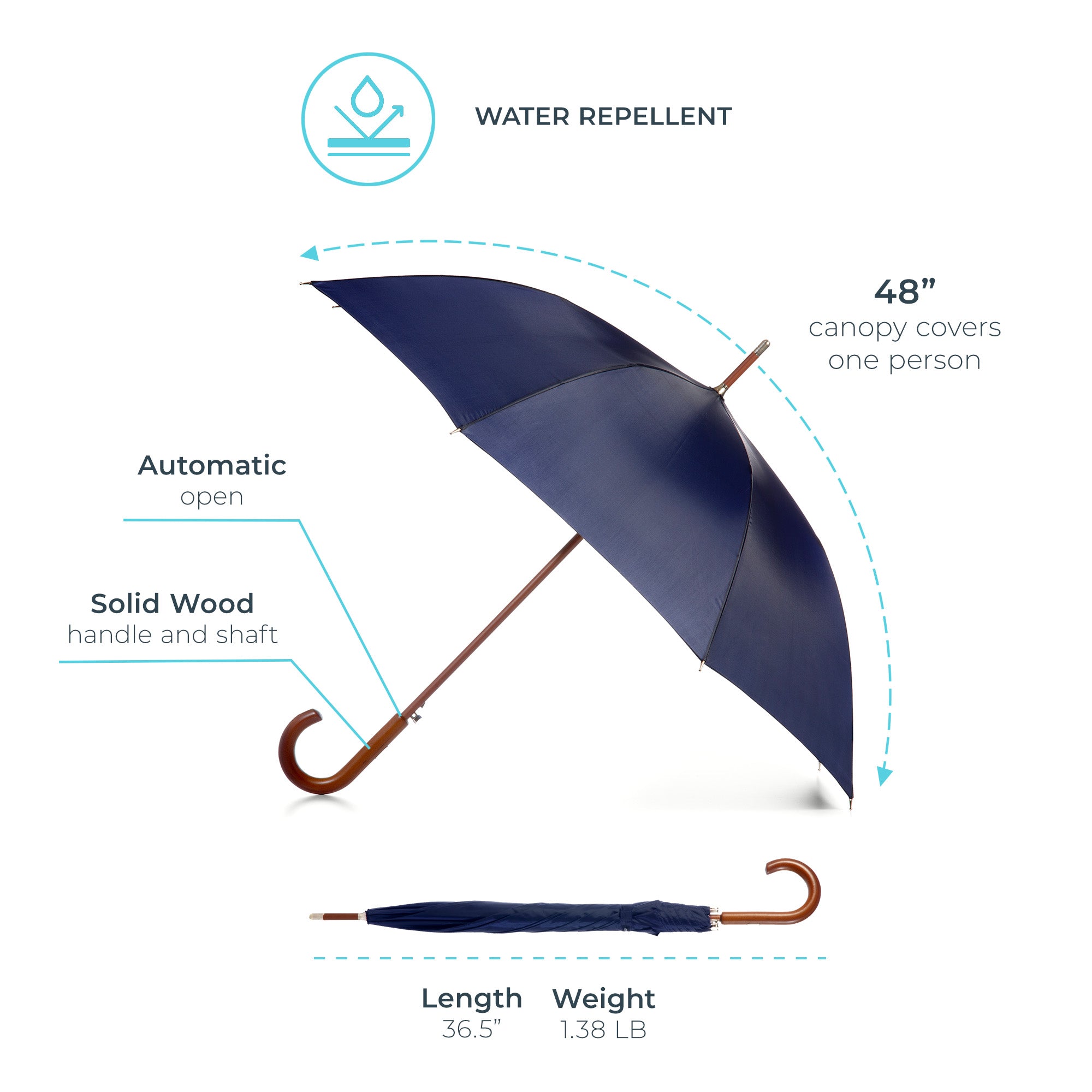 Classic Solid Wood Stick Umbrella - Image 4